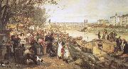 robert schumann viennese street csene during the of brahms  the fruit market on the quayside near the maria theresa bridge oil painting on canvas